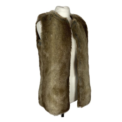 Zara Beige lunga linea senza maniche in pelliccia sintetica Gillet corpo  più caldo taglia M/10 | eBay