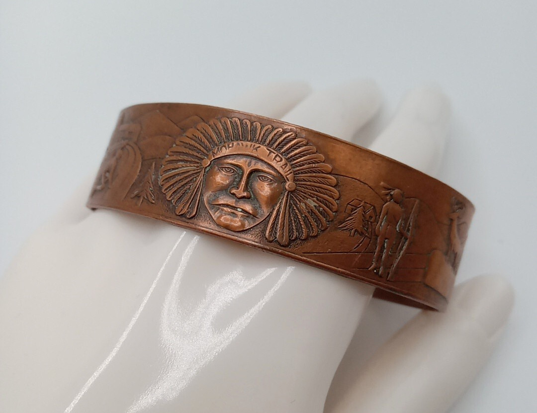 Vintage solid copper cuff, Native American Mohawk… - image 1