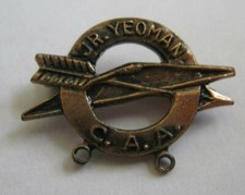 C.A.A. Camp Archery Association Copper JR. YEOMAN 24mm Pin Badge f. 1938 (RS)