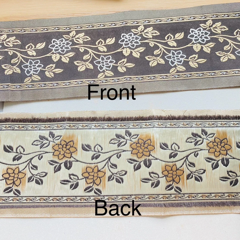 Cinta de satén de doble filo marrón y dorado recorte/costura/artesanía/corredor de mesa/4,5" de ancho Foto 2 de 4