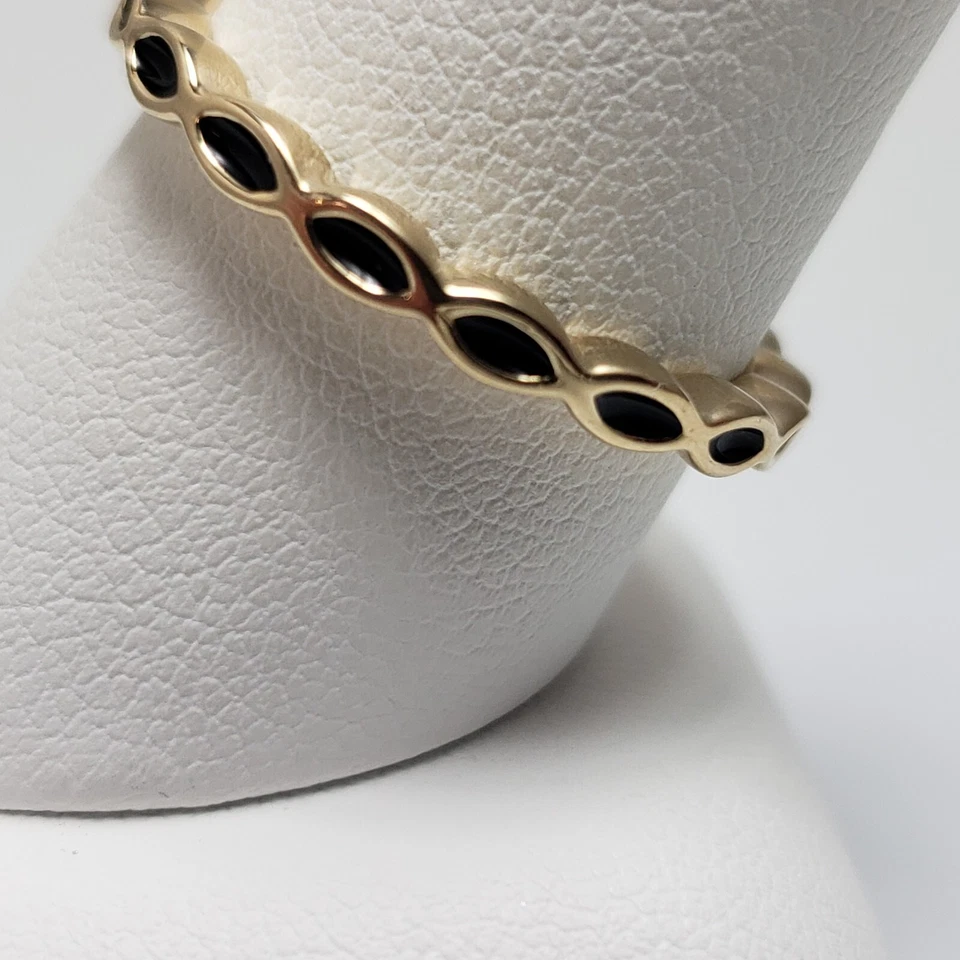 Pandora 14k Yellow Gold Black Enamel Ring Band 150173EN16 Euro 60 / US 9 - Image 2 of 4