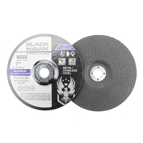 10 Pack - 7" x 1/4" x 7/8" Black Hawk Grinding Wheels T27 Discs for Metal - Picture 4 of 5