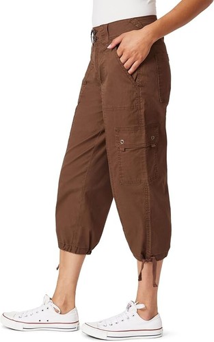 WallFlower Women's Luscious Curvy 22" Straight Cargo Twill Crop Mid Rise - Picture 12 of 14