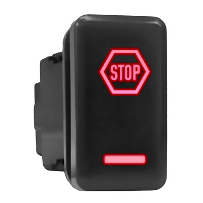 STOP Red LED Backlit Switch Tall Push Button 1.54''x 0.83'' (Fit: Toyota)