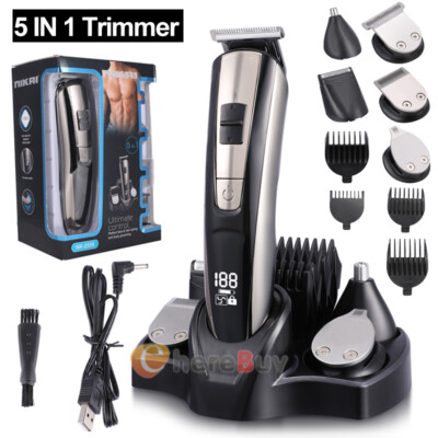 Mens Rechargeable Hair Clipper Beard Trimmer Kit Cordless Hair Mustache Trimmer