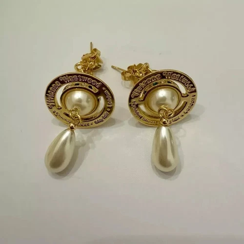 Vivienne Westwood Orb Pearl Drop Earrings Gold Tone With box Birthday Gift AU - Picture 6 of 6