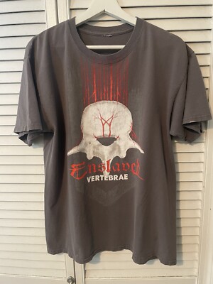 Vintage ENSLAVED Vertebrae L T Shirt 2008 Norwegian Black Metal Viking Indie Rec