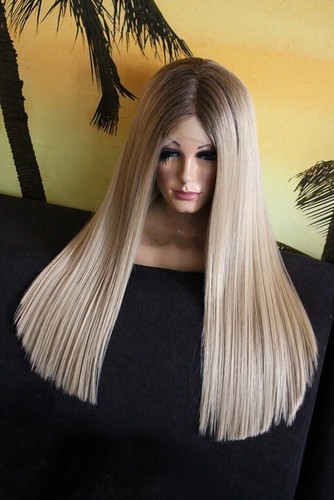 Perücke Lace wig Ombre braun blond glatt helllbond lang glatt neu wie Echthaar - Bild 5 von 10