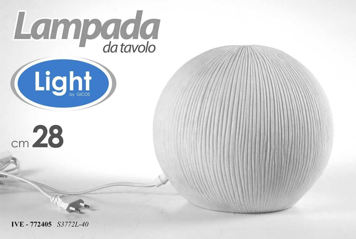 LAMPADA SFERA LUMETTO ABAT JOUR 28 CM DA TAVOLO BIANCA SHABBY IVE-772405
