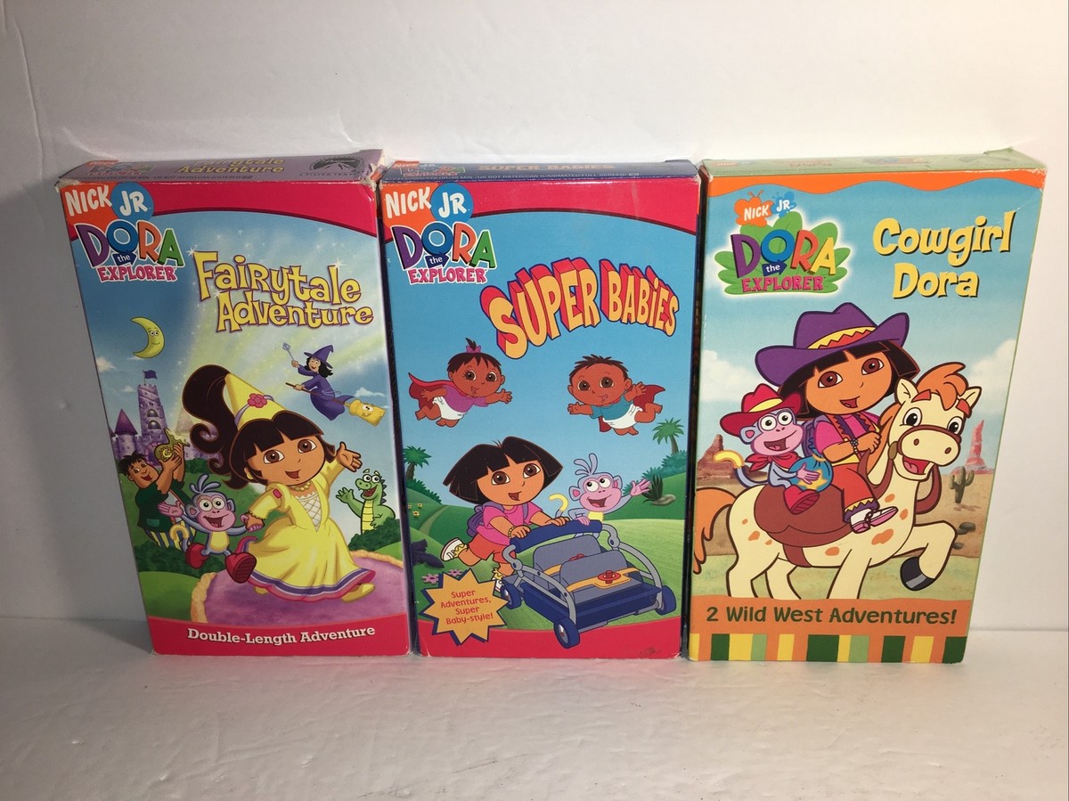Lot of 3 Dora the Explorer VHS Cowgirl Super Babies Fairytale