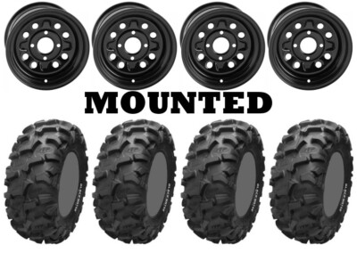Kit 4 ITP Blackwater Evolution 27x9-12/27x11-12 on Quadboss Steely Black H700