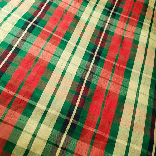 Green Red Yellow Christmas Plaid Silk Dupioni Fabric Iridescent 42" by the Yard - Picture 8 of 9