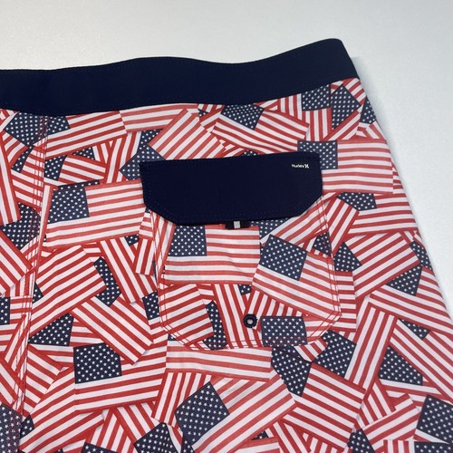 Hurley Phantom Board Shorts Mens 44 Red White Blue American Flag 4th Of July NEW - Picture 5 of 12