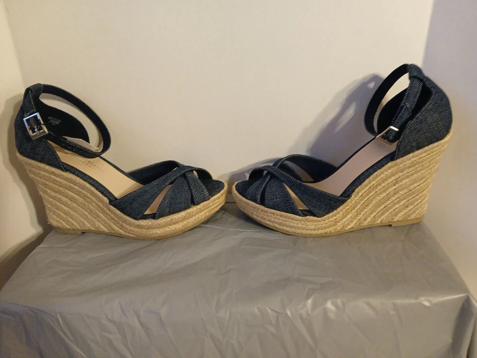 CHRISTIAN SIRIANO синий джинсовой ткани лодыжки ремень Espadrille платформе на танкетке каблуки 6,5 новый - Изображение 3 из 4