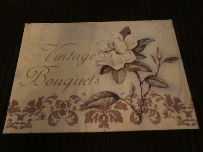   Vintage Blumenstrauß   Rosen, hellrosa & weiß Metall hängende Plakette