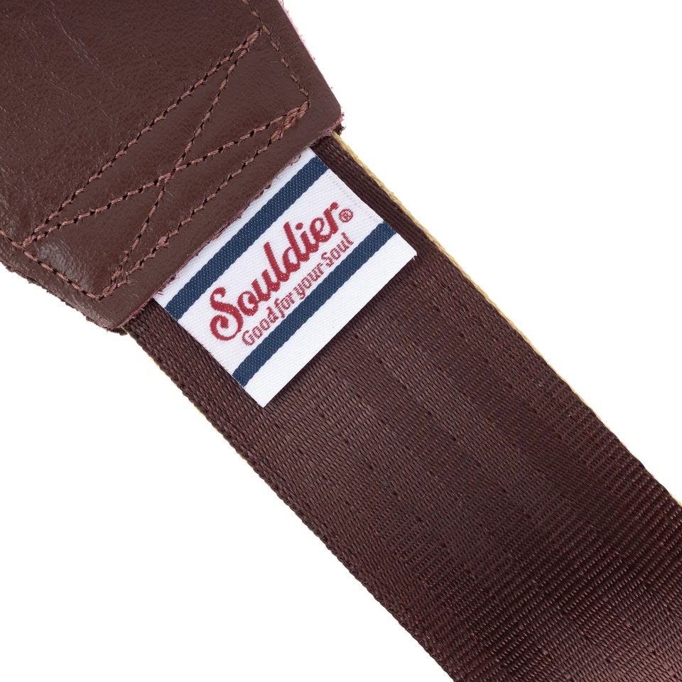 Correa de Guitarra Souldier "Rústica" Patrón Naranja 2" con Extremos Borgoña Foto 4 de 4