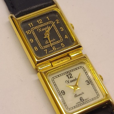 Unique Xanadu Wristwatch - Double Gold Tone, Dual Time Zone, Double Dial