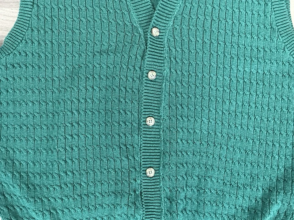 Chaleco Suéter Tejido Jack Nicklaus De Colección Años 80’s Para Hombre EE. UU. Algodón Verde L Golf Preppy Foto 2 de 4