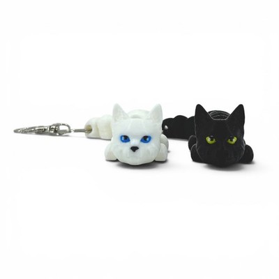 Solid Color Cat Bag Charm Keychain Zipper Pull Flexi Fidget Cute Kitten 3D Kitty