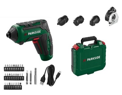 Parkside Akkuschrauber PAS 4 D7 mit Tauschaufsätzen Bitset Wechselköpfe Neu/OVP