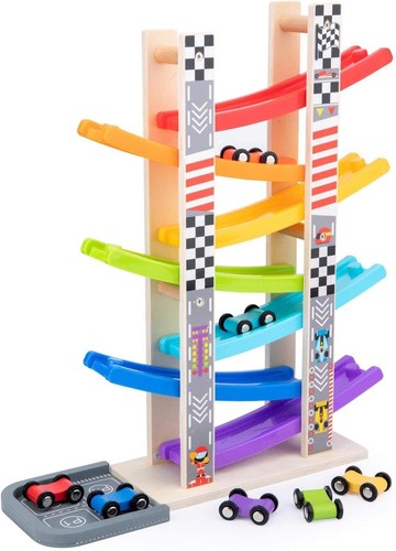 Wood City Toddler Toys for 1 2 3 Years Old, Wooden Car Ramp Racer Toy...