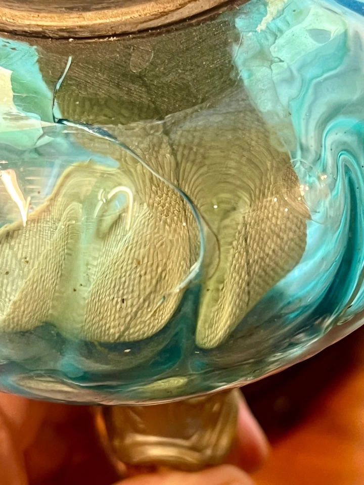 une paire de lampes à pétrole verre bleu - Photo 4/4