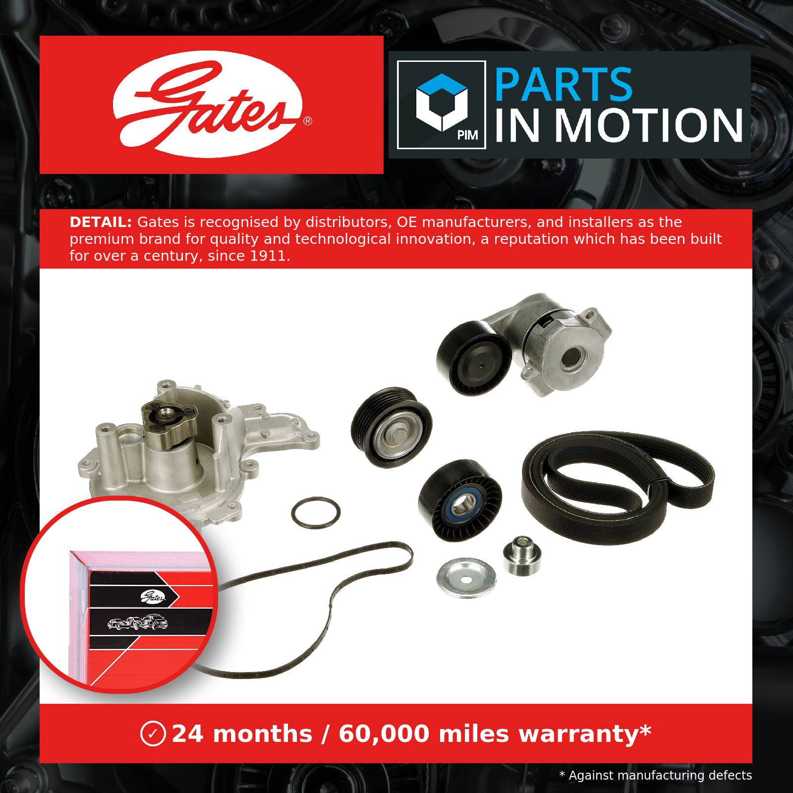 GATES-OE KP16PK1640 Water Pump + V-Ribbed Belt Kit for FORD - Image 10
