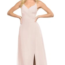 Azazie Davis Rose Petal Bridesmaid Dress A Line V Neck Chiffon Floor length Prom
