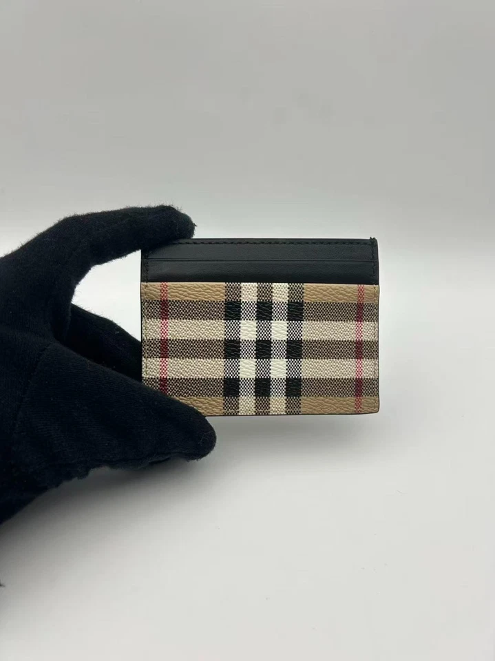 Burberry Cardholder Wallet - Sandon Beige - Check Canvas - silver Logo Inside - Image 4 of 4