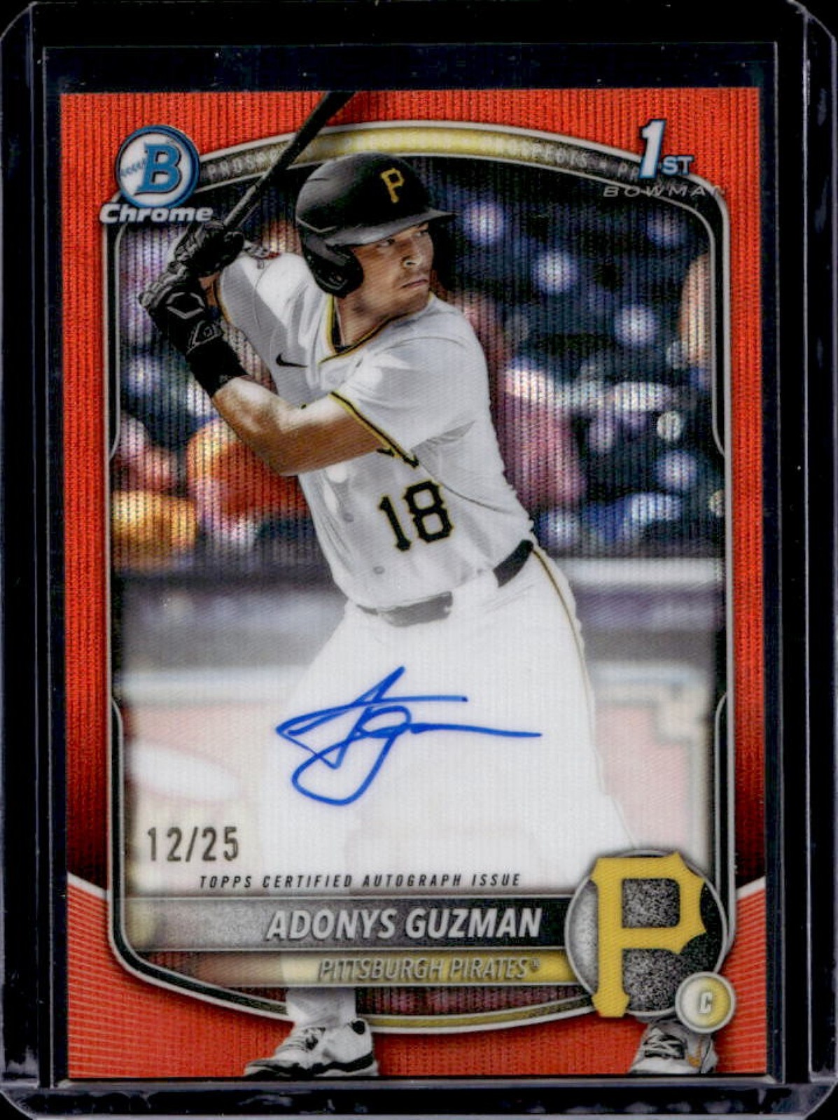 2025 Bowman Draft Adonys Guzman Chrome Auto Orange Wave Refractor 1st #/25