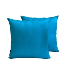 Peacock Blue Art Silk Lumbar Pillow Covers, Pack of 2-Peacock Blue Luxury