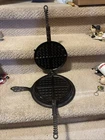 Restored #9 CAST IRON Waffle Iron #329 Base Seasoned Flat Nice