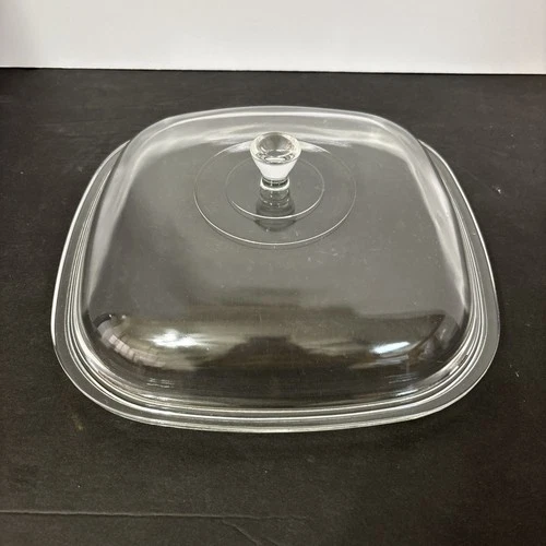 Vintage Corning Ware Pyrex Square Glass Domed Replacement Lid Clear 10 1/4"