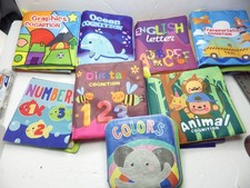 Lot of 8 Children Baby Books Cloth Cognition English Letter, Graphics 515B1