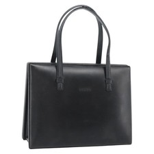 LOEWE Hand Bag Leather Black Auth bs36651