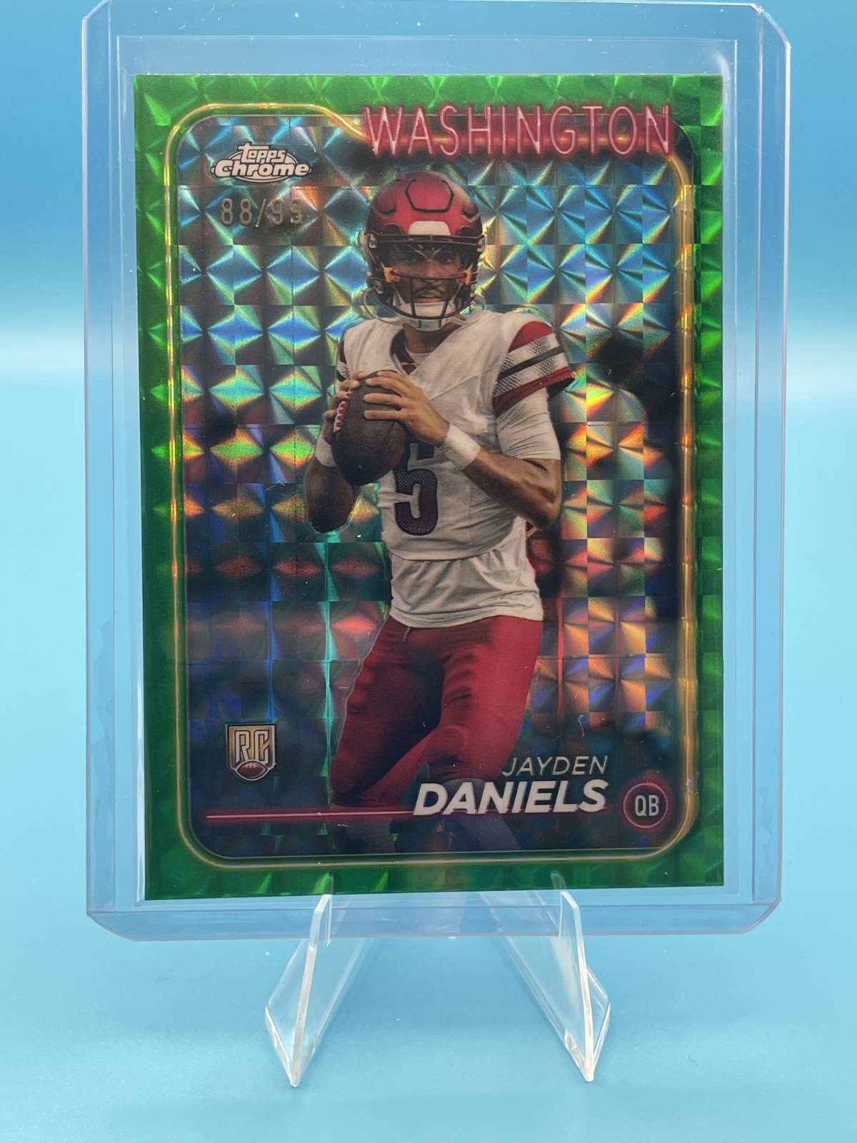 2024 Topps Chrome Jayden Daniels #201 Green Geometric Refractor (RC) /99 MINT
