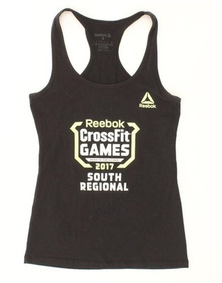 Reebok Damen grafisches Trägertop UK 8 Small schwarz Baumwolle CA85