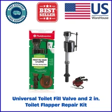 Fluidmaster Universal Toilet Fill Valve & 2 in. Flapper Repair Kit Easy Install