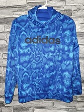 Adidas Youth L Size 14-16 Geometric Blue Hoodie Center  Sleeve ADIDAS Design