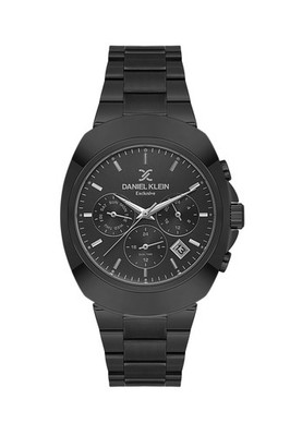 Mens 39mm Quartz Watch Steel Strap Black Day-Date Multifunction, Dual Time, 24H