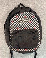 VANS Off the Wall Black White Checkered W/ Pink Roses Backpack