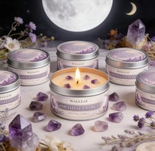 CANDELA PROFUMATA ALLA LAVANDA CON CRISTALLI DI AMETISTA RELAX E MEDITAZIONE
