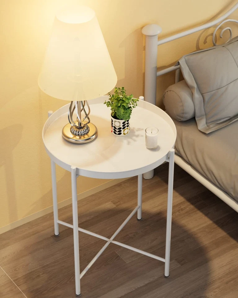 End Table,Folding Metal Side Table Waterproof Small Coffee Table Sofa Side Ta... - Image 3 of 4