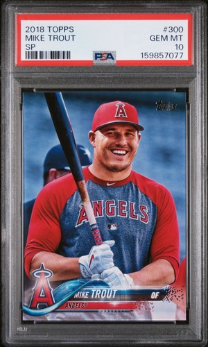 Mike Trout 2018 Topps #300 SP Red / Gray Jersey Variation PSA 10