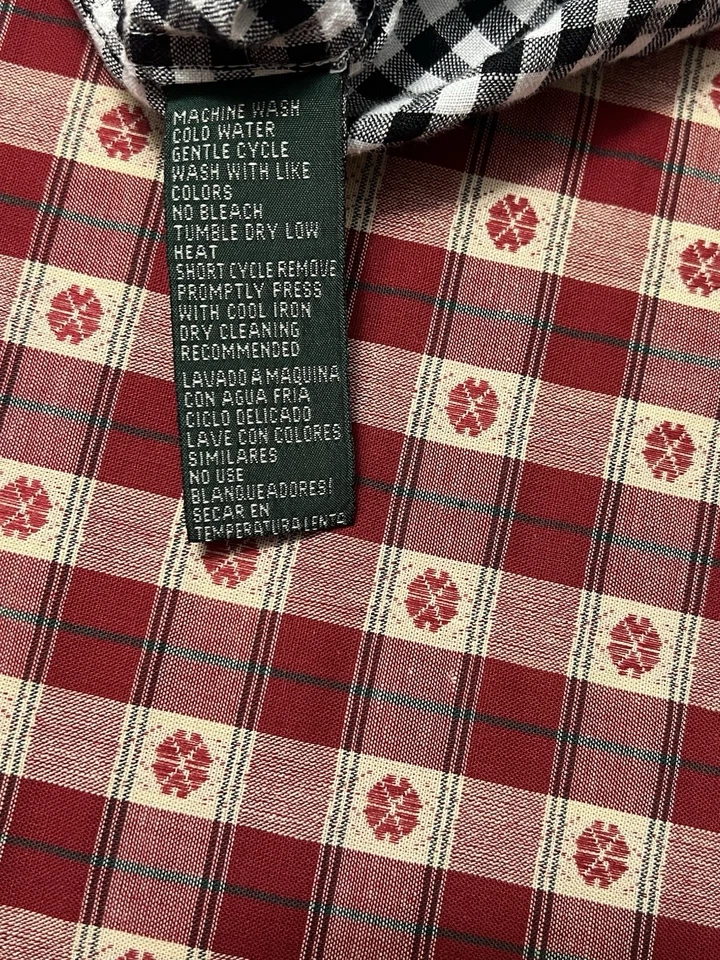 Ralph Lauren LRL Linen Button Up Shirt Women's Petite Medium Gingham Black White - Image 4 of 4