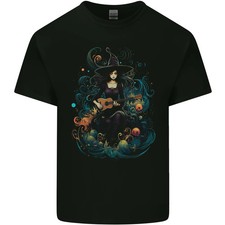 Camiseta de algodón ligero A Witch tocando una guitarra fantasía de Halloween para hombre