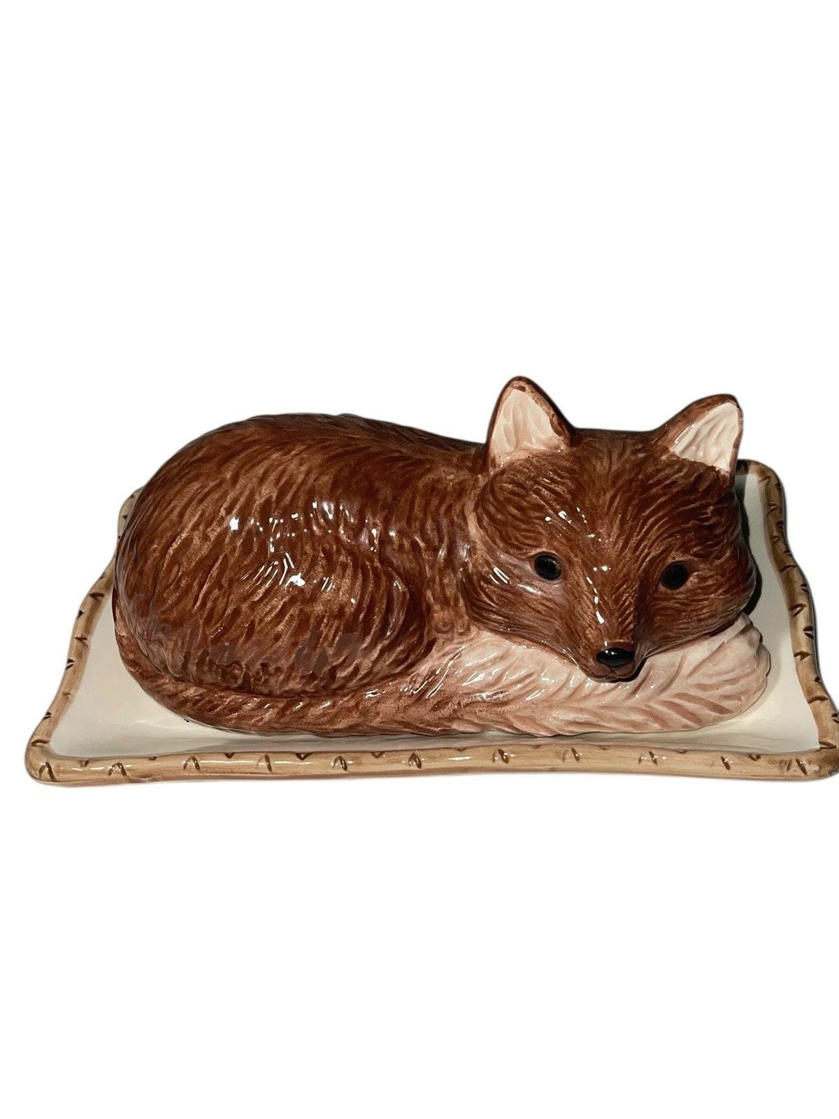 Cracker Barrel butter dish fox Farmhouse Cabin Ceramic Lid Cute
Opens in a new window or tab