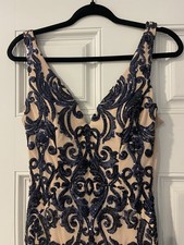 Formal Sequin Mermaid Tail Blue and Beige Dress, Wedding Guest, Graduation.