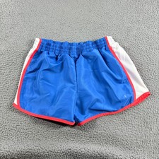 Danskin Now Blue Orange Womens L 12-14 Gym Run Activewear Sporty Athletic Shorts