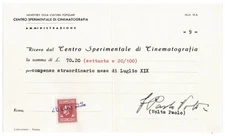 autograph FRANCESCO PAOLO VOLTA professor effects scene on receipt C.S.C. 1941